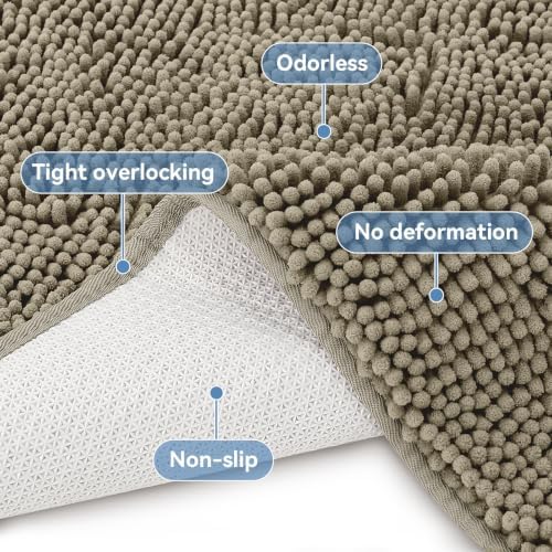Bcoimo Bath Rug Mat, 60x24 High Absorbent Latte Long Bathroom Runner Rugs - Image 3
