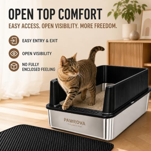 304 Stainless Steel Litter Box, XL Open Top - Image 6