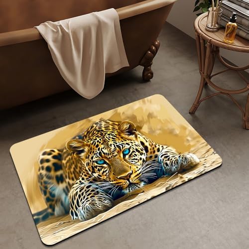 Bath Mat Rug, Beautiful Leopard Non Slip Quick Dry Super Absorbent Thin - Image 3