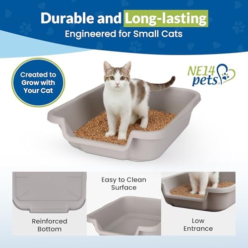 KittyGoHere Senior Cat Litter Box, Small Pan, 2 Pack Misty Gray - Image 6