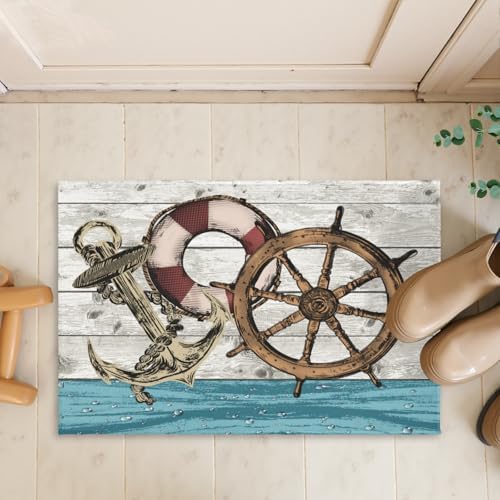 Giwawa Nautical Anchor Bath Rug Coastal Boat Bathtub Mat Extra Absorbent - Image 7