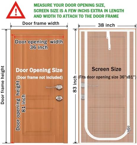 Reinforced Cat Screen Door, Fits Door Opening Size 36''x 81'', Thickened Cat - Image 2