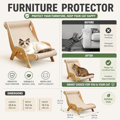 Extra Large Cat Scratcher Lounge Chair, XXL Sisal Cat Scratcher Bed - Image 3