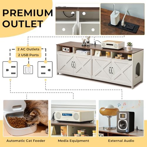 JnaflyHome 63" Double Cat Litter Box Enclosure - Image 4