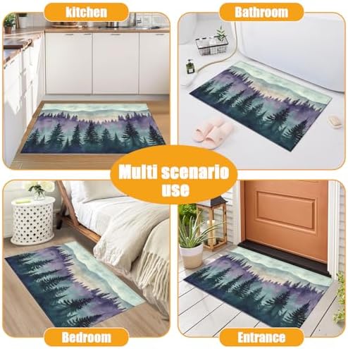 Green Purple Misty Forest Bath Mat - Image 7