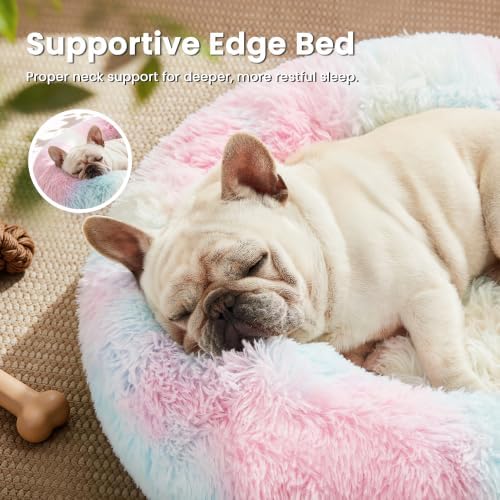 Love's cabin Calming Cat Bed for Indoor Cats, Anti-Anxiety Donut Round Dog Bed - Image 2
