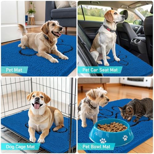 OLANLY Dog Door Mat for Muddy Paws 28x18, Paw Print Design Chenille Mud Mat - Image 7