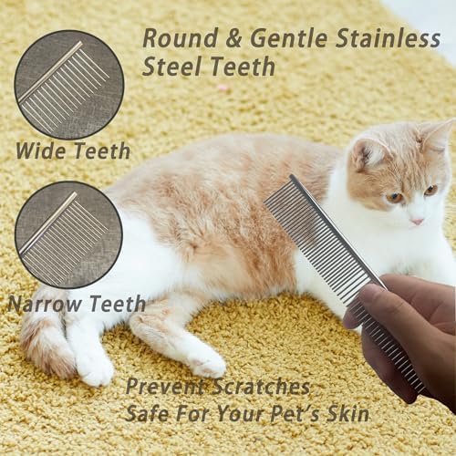 Cat Deshedding & Dematting Brush Kit, 6 Self-Cleaning Tools - Image 5