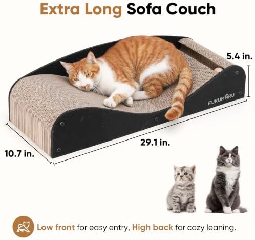 FUKUMARU Cardboard Cat Scratcher Bed, Extra Large 29.1 Inch Cat Scratch Pad - Image 5