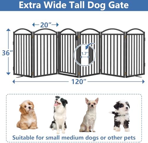 Malier Metal Freestanding Dog Gates, Outdoor Indoor Dog Fences, Extra Wide - Image 6