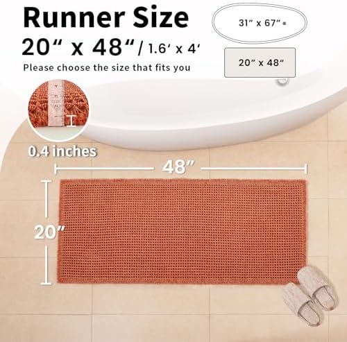 Burnt Orange Bathroom Rug, Fall Waffle Bath Mat Non Slip - Image 2