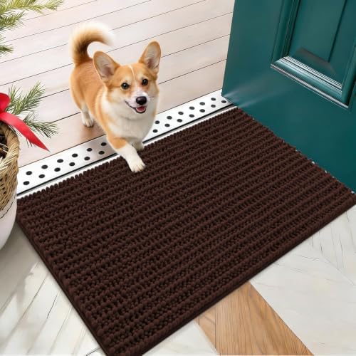 OLANLY Dog Door Mat for Muddy Paws 24x16, Ultra-Absorbent Chenille Mud Mat by OLANLY