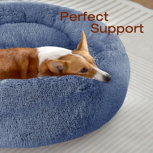 JOLLYVOGUE Dog Beds Large Sized Dog, Calming Anti-Anxiety Dog Bed, Fluffy Donut - Image 2