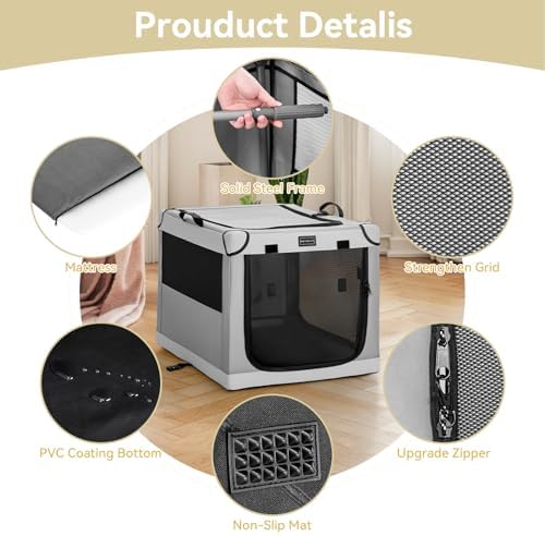 PETSFIT Portable Dog Crate for Small Dogs, – 24" Soft Dog Travel Crates - Image 6