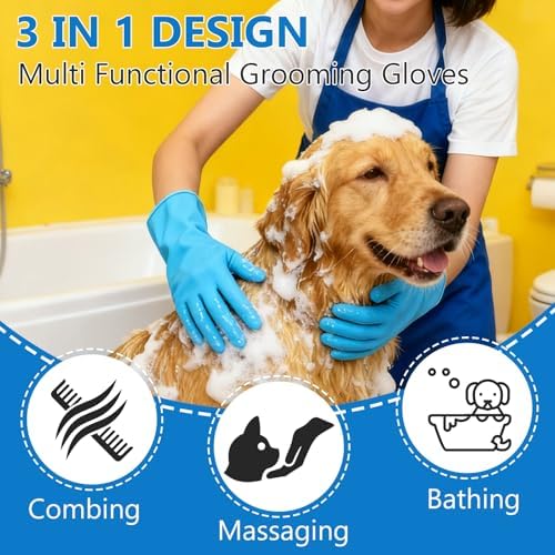 nooepc 6PCS Dog Washing Gloves Pet Grooming Gloves Dog Bath Supplies Dog Bath - Image 3