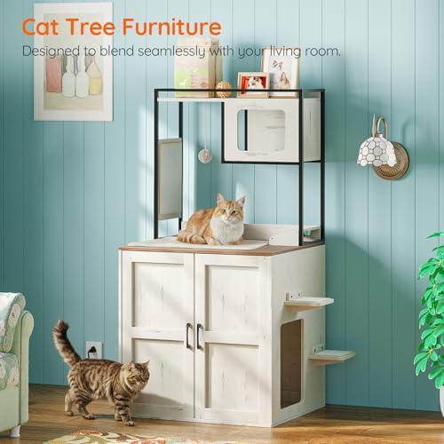 HOOBRO Cat Automatic Litter Box Enclosure Furniture, 30.5" L x 26.8" W x 61" H - Image 2