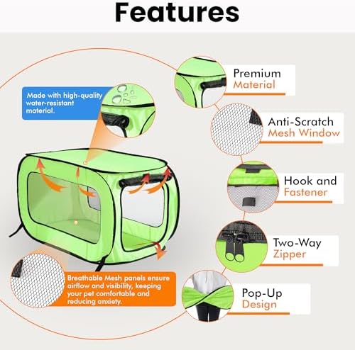 Portable Collapsible Pop Up Kennel, 32.5" L x 19.5" W x 19.5" H - Image 4