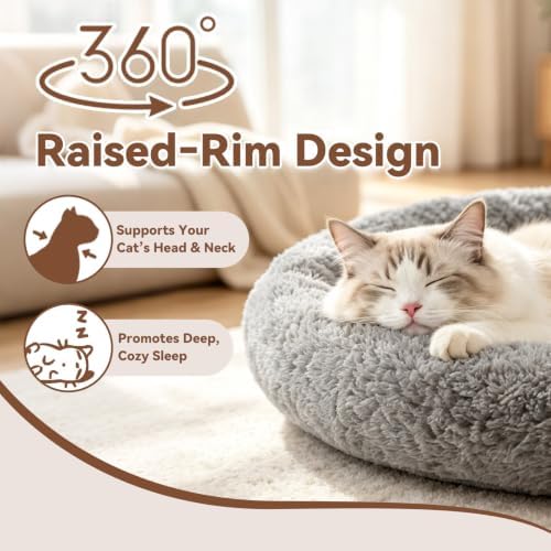 LESYPET Round Cat Bed for Cats Small Dogs - Image 3
