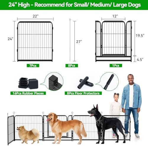 Kfvigoho Puppy Playpen 8 Panels Small Dog Fence Outdoor Indoor Use 24" - Image 3