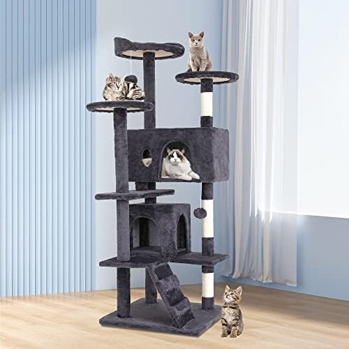 BestPet | 54" Cat Tree Tower | Ashy | Sturdy Multi-Level Cat Tree - Image 2