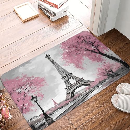 Paris Eiffel Tower Bath Mat 24x16 Inch Non-Slip Soft Microfiber Bathroom Rugs - Image 6
