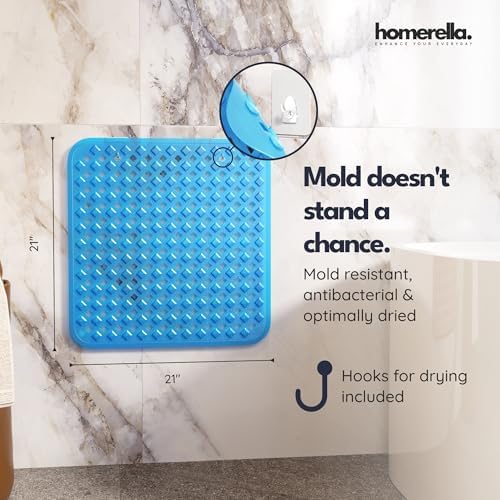 homerella Square Shower Mat Non Slip Anti Mold 21x21 Anti Slip Shower Mat - Image 3