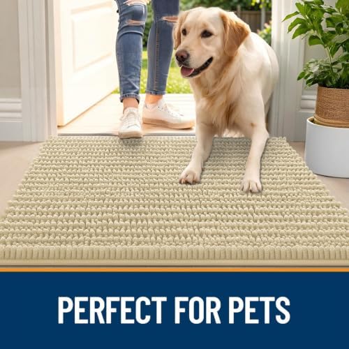 OLANLY Dog Door Mat for Muddy Paws 30x20, Ultra-Absorbent Chenille Mud Mat - Image 6