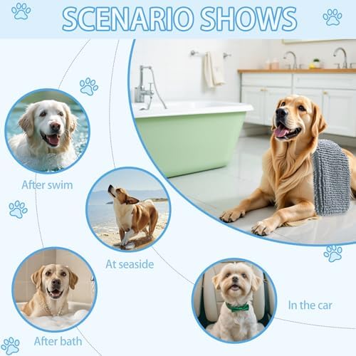 OLANLY Chenille Dog Bath Towel 38x15, Ultra Absorbent Quick Dry Pet Towel - Image 7