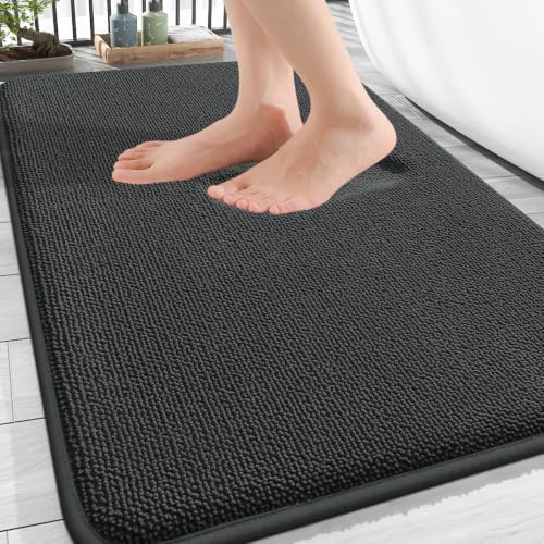 OLANLY Thick Memory Foam Bathroom Rugs 32x20, Absorbent Bath Mat, Dark Grey by OLANLY