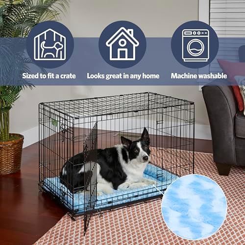 QuietTime by MidWest 24" Dog Crate Bolster Bed, Fashion Blue, Small Breeds - Image 3