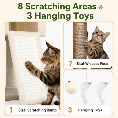 Globlazer Extra Tall Cat Tree for Large Cats, Heavy Duty Tower - Image 5