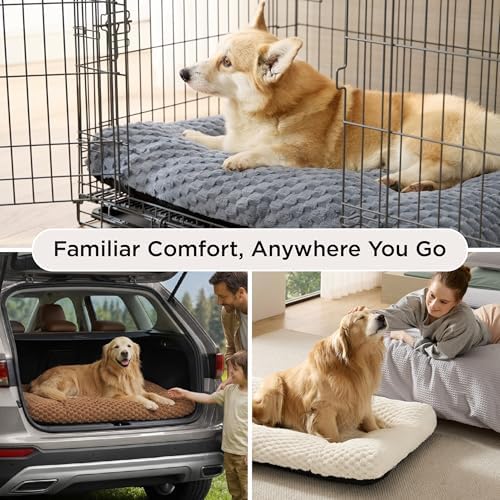 Bedsure Washable Dog Bed for Crate Large Sized Dog, Soft Bubble Fleece - Image 4