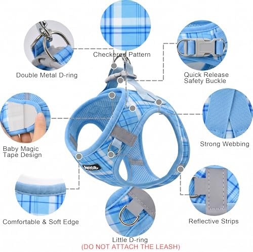 AIITLE Step in Dog Harness and Leash Set Plaid Adjustable - Image 3