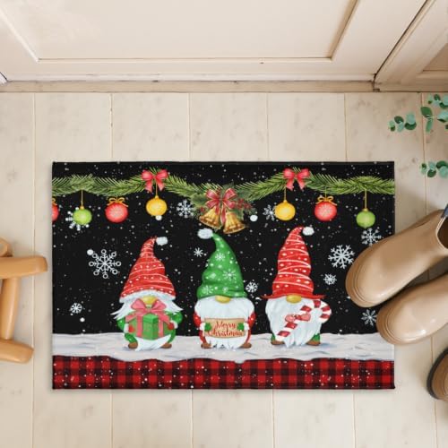 Giwawa Black Xmas Gnome Bath Rug Winter Snowflake Entryway Doormat Non Slip - Image 7