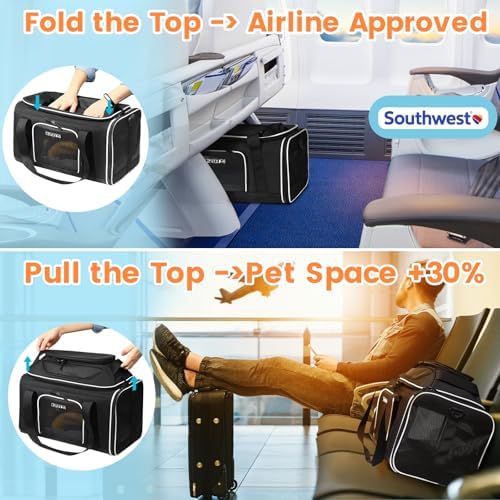 Petskd Top-Expandable Small Pet Carrier 18"x13"x9.5" Airline Approved - Image 2