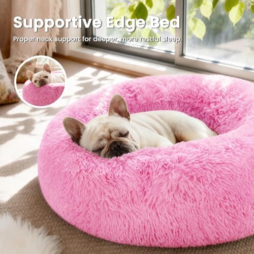 Love's cabin Calming Cat Bed for Indoor Cats, Anti-Anxiety Donut Round Dog Bed - Image 2