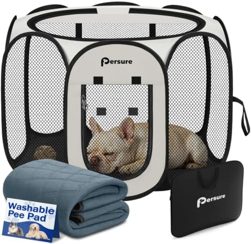 Dog Cat Pet Playpen Puppy Crate Cage Indoor Outdoor(White by PERSURE