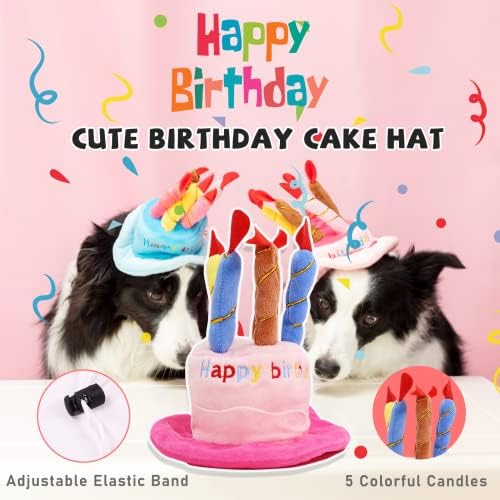 lilfrd 9Pcs Pink Dog Birthday Toy Set, Squeaky Hat Bandana Gift - Image 4