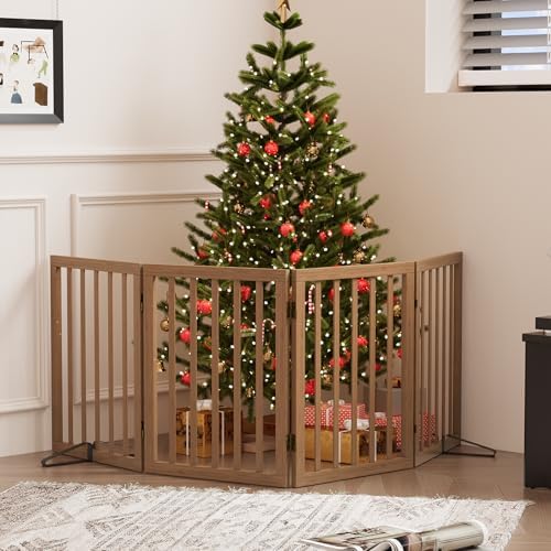 Dog Gates for Doorways, Freestanding Dog Gate Indoor, Foldable Pet Gates for by Algherohein