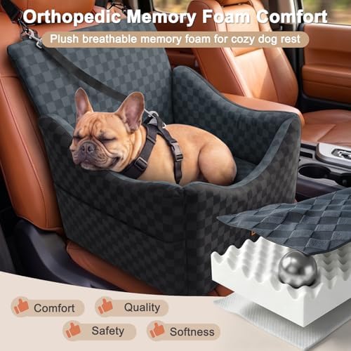 JOEJOY Elevated Dog Car Seat for Small/Medium Dogs up to 35 lbs, Memory Foam - Image 3