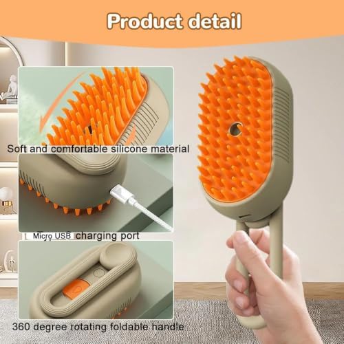 3 in 1 Pet Grooming Comb, Cat Steam Brush, Silicone Hair Shedding Steam Comb - Image 3