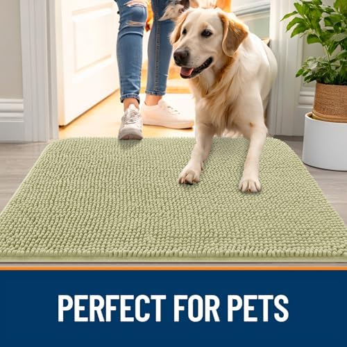 OLANLY Dog Door Mat for Muddy Paws 40x24, Super Absorbent Chenille Mud Mat - Image 6