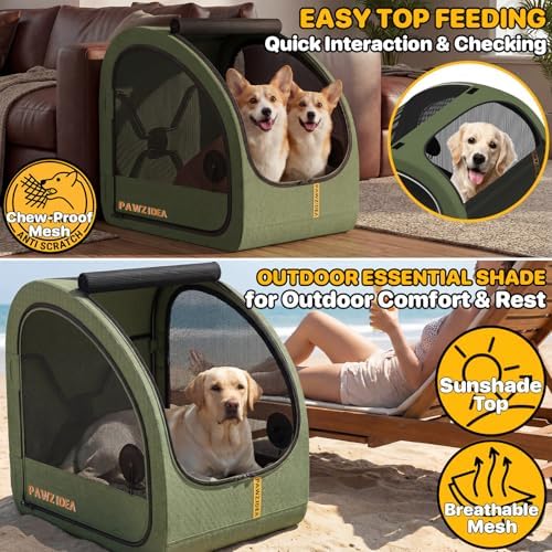 PAWZIDEA Portable Dog Crate for Car Travel, Medium & Large Dogs Up to 80lbs - Image 6