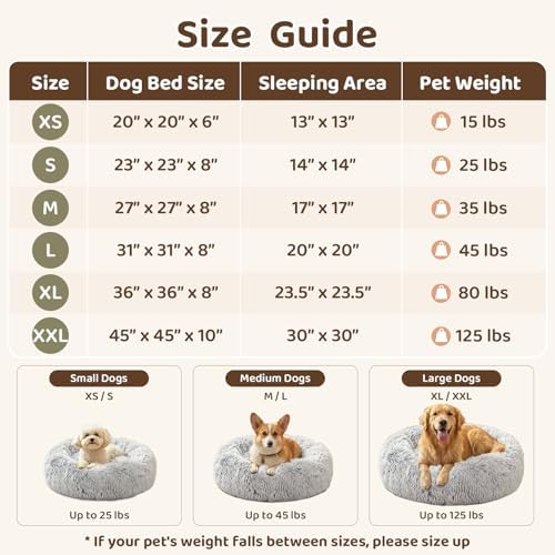 JOLLYVOGUE Dog Beds Large Sized Dog, Calming Anti-Anxiety Dog Bed, Fluffy Donut - Image 6