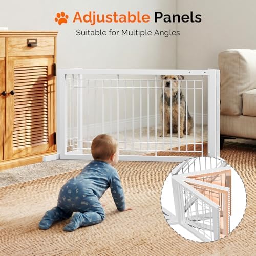 Bonnlo Free Standing Dog Gate, Metal Adjustable Pet Fence Indoor, Christmas - Image 6