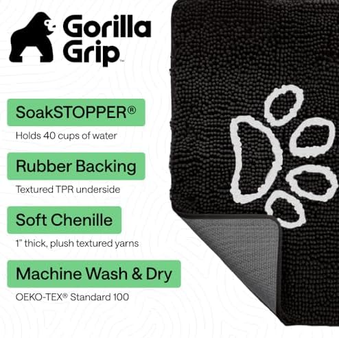 GORILLA GRIP SoakSTOPPER Dog Door Mat, Machine Wash Dry, 48x30 Black White - Image 3