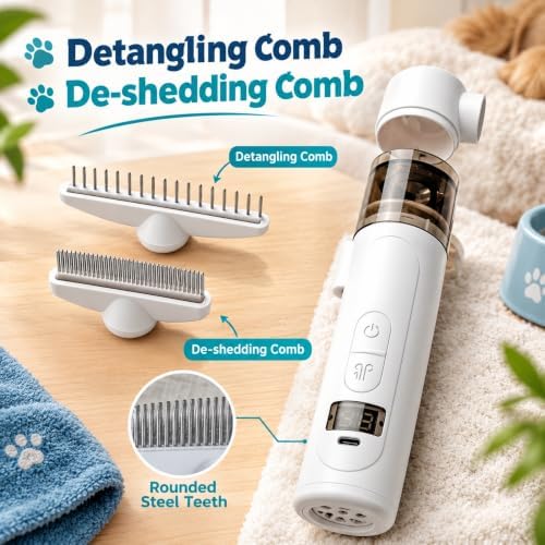 Wireless Lice Comb Electric, 2-in-1 Lice Vacuum Comb Kit - Image 6