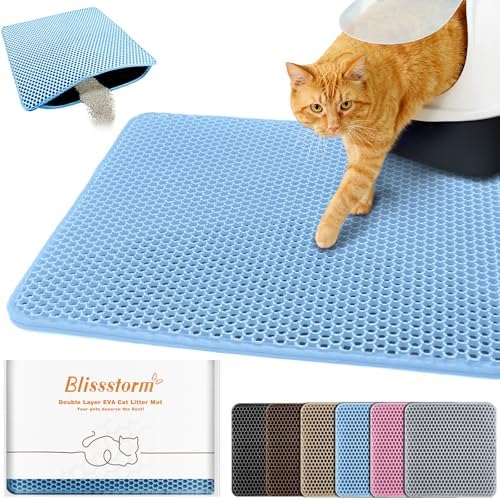 Cat Litter Mat 12"x12", Double Layer EVA litterbox Mat by BLISSSTORM
