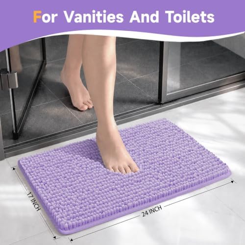 Ophanie Purple Bathroom Rugs 24x17, Soft Chenille Bath Mat, Non Slip Absorbent - Image 2