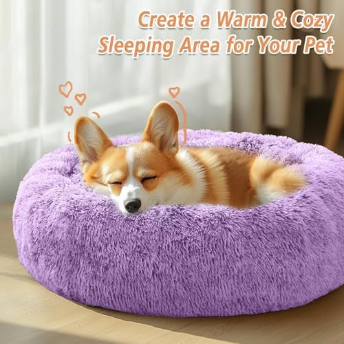 JOLLYVOGUE Calming Dog Bed Medium Size Dog, 31in Donut Washable Medium Pet Bed - Image 4